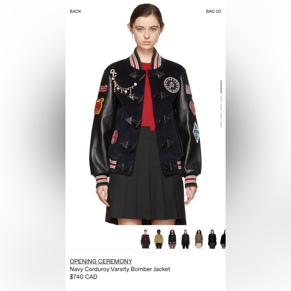 OPENING CEREMONY Black/Navy Corduroy Varsity Bomber Jacket
